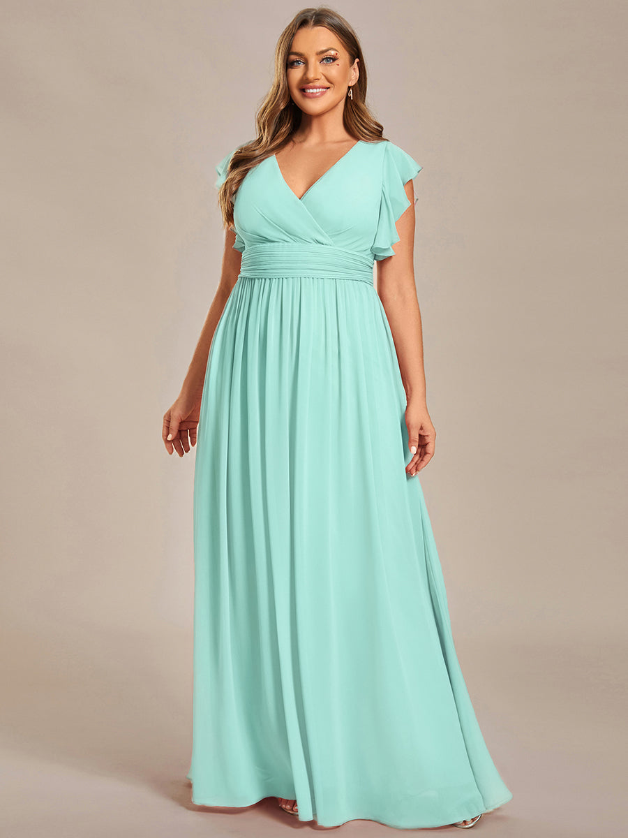 pretty LILYANA|Plus Size Chiffon Pleated A-Line Back Cutout Bridesmaid Dress