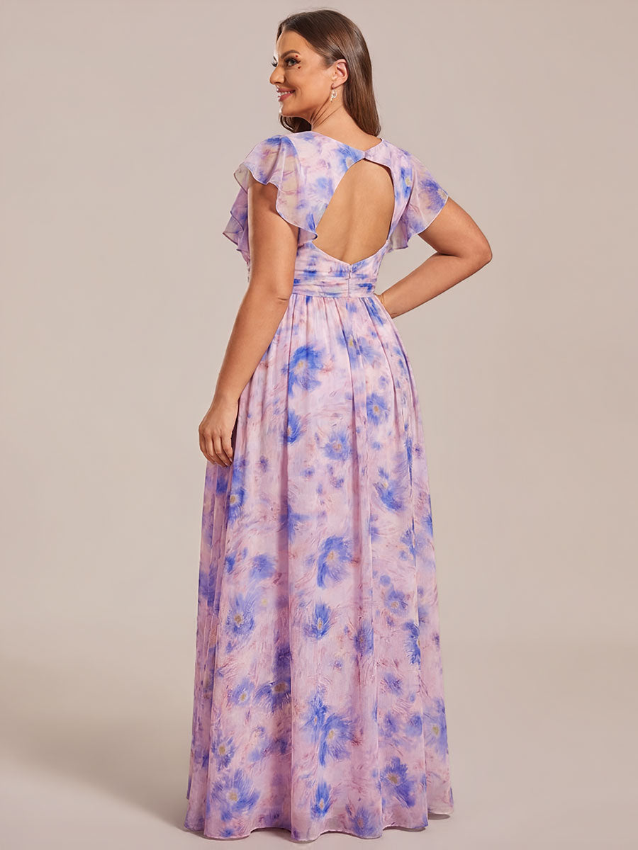 pretty LILYANA|Plus Size Chiffon Pleated A-Line Back Cutout Bridesmaid Dress