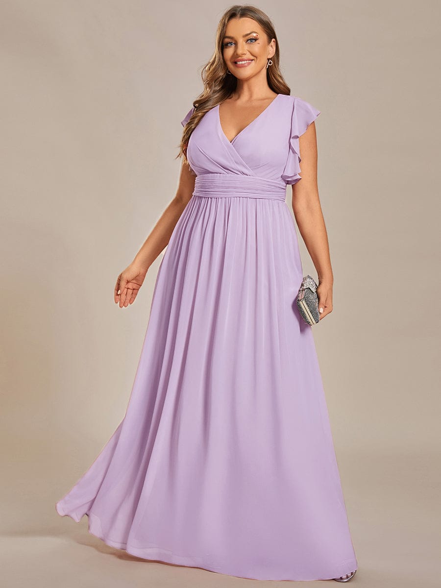 pretty LILYANA|Plus Size Chiffon Pleated A-Line Back Cutout Bridesmaid Dress