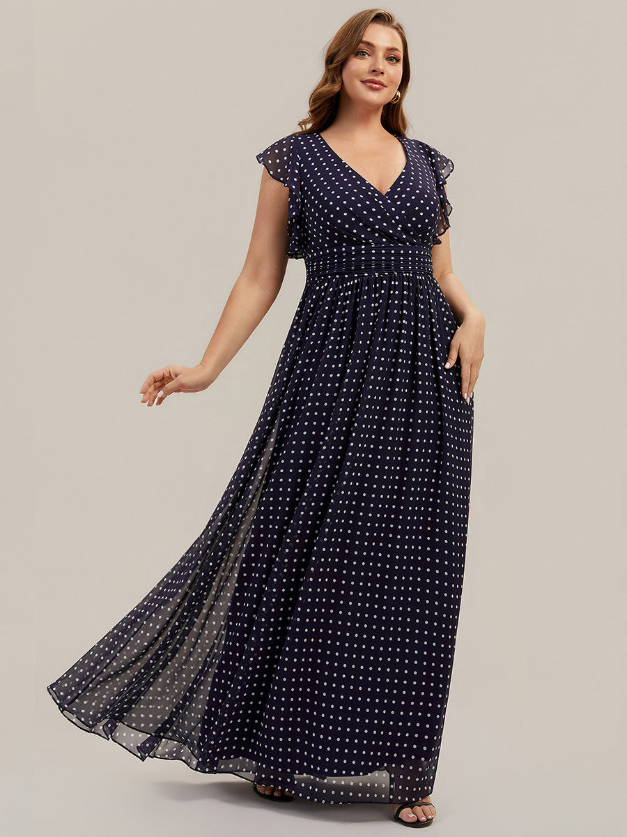 pretty LILYANA|Plus Size Chiffon Pleated A-Line Back Cutout Bridesmaid Dress