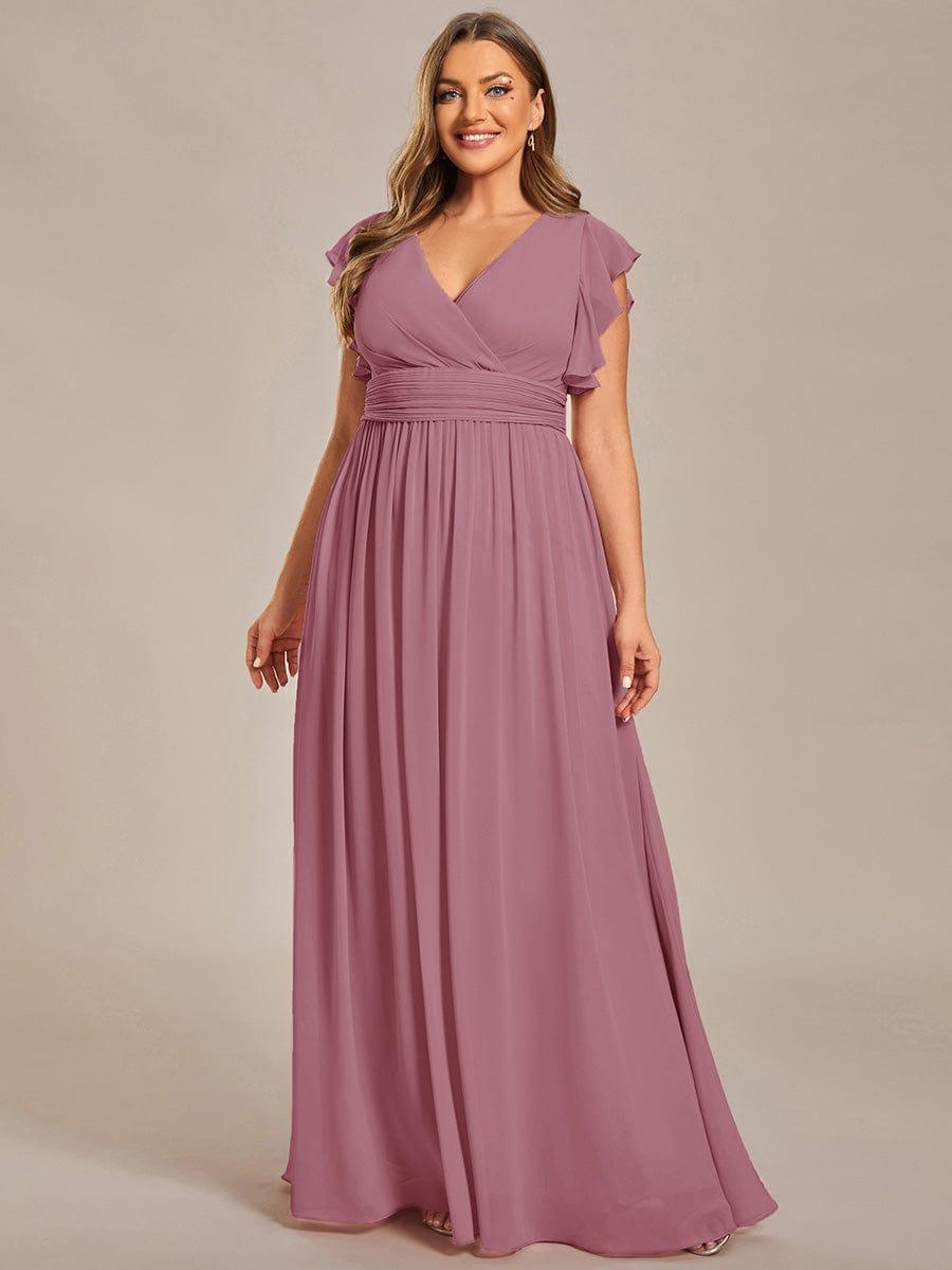 pretty LILYANA|Plus Size Chiffon Pleated A-Line Back Cutout Bridesmaid Dress