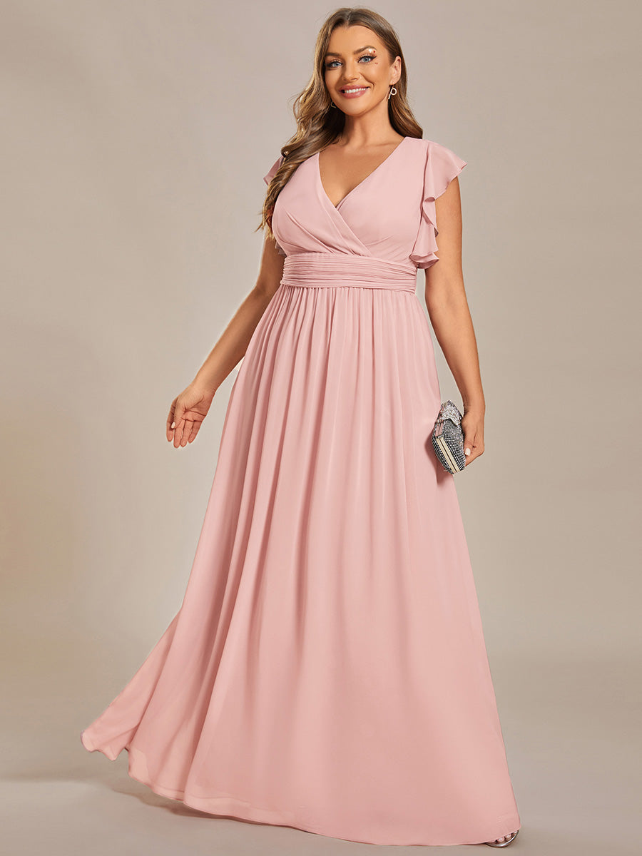 pretty LILYANA|Plus Size Chiffon Pleated A-Line Back Cutout Bridesmaid Dress