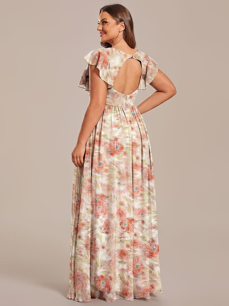 pretty LILYANA|Plus Size Chiffon Pleated A-Line Back Cutout Bridesmaid Dress