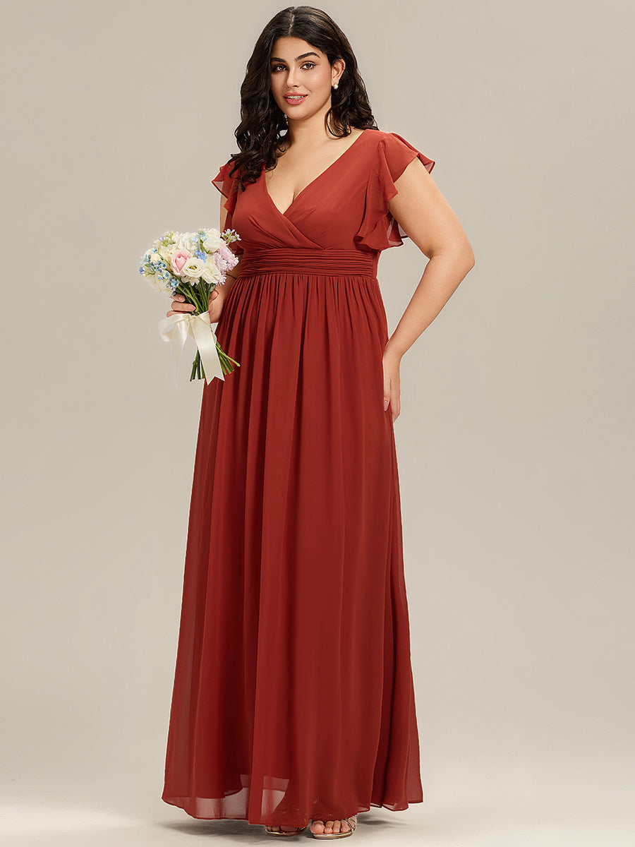 pretty LILYANA|Plus Size Chiffon Pleated A-Line Back Cutout Bridesmaid Dress