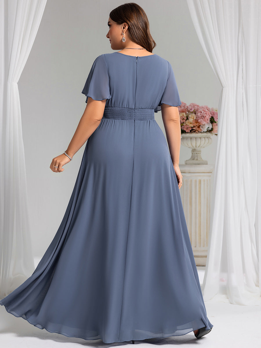 pretty KIMORA|Plus Size Printed Chiffon Pleated Maxi Wedding Guest Dress