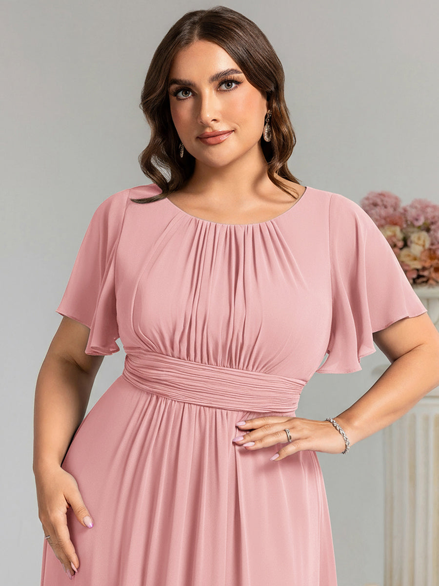 pretty KIMORA|Plus Size Printed Chiffon Pleated Maxi Wedding Guest Dress