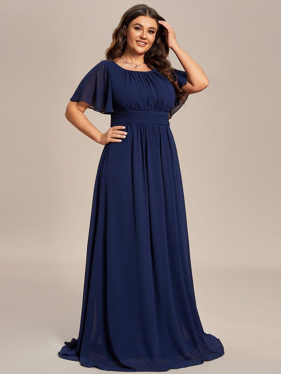 pretty KIMORA|Plus Size Printed Chiffon Pleated Maxi Wedding Guest Dress