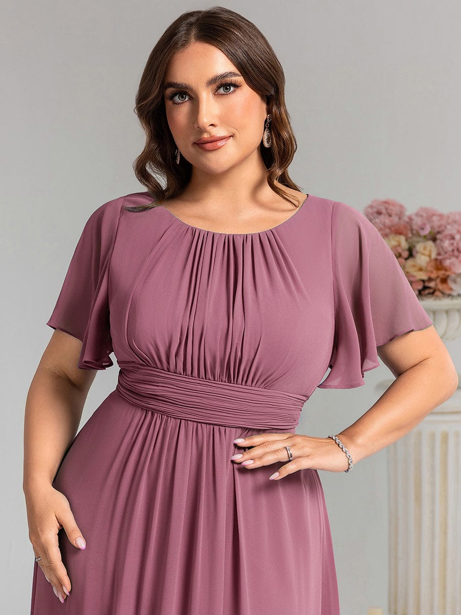 pretty KIMORA|Plus Size Printed Chiffon Pleated Maxi Wedding Guest Dress