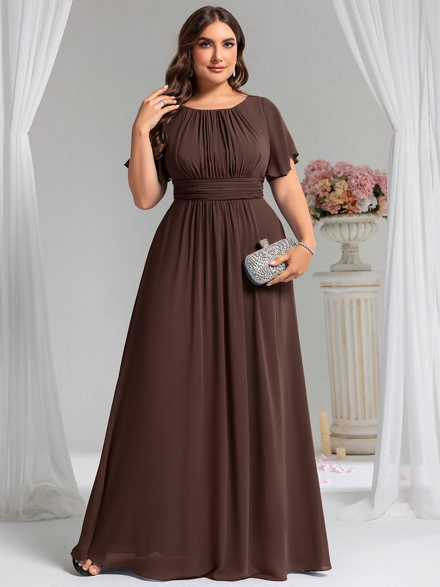 pretty KIMORA|Plus Size Printed Chiffon Pleated Maxi Wedding Guest Dress