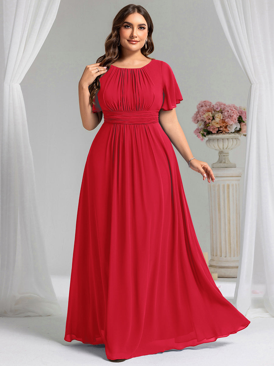 pretty KIMORA|Plus Size Printed Chiffon Pleated Maxi Wedding Guest Dress