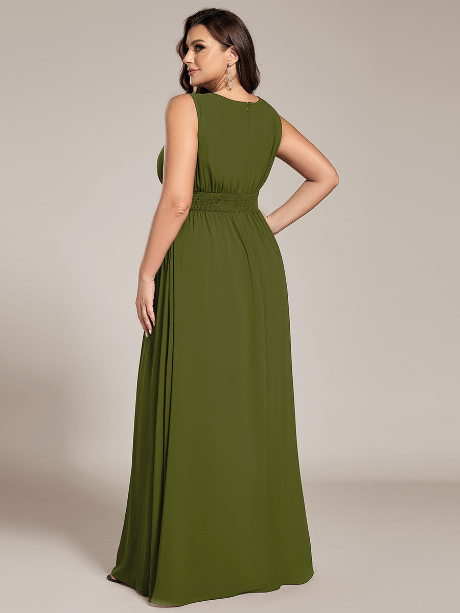 pretty KALIA|Plus Size Hollow Out Sleeveless Empire Waist Chiffon Bridesmaid Dress