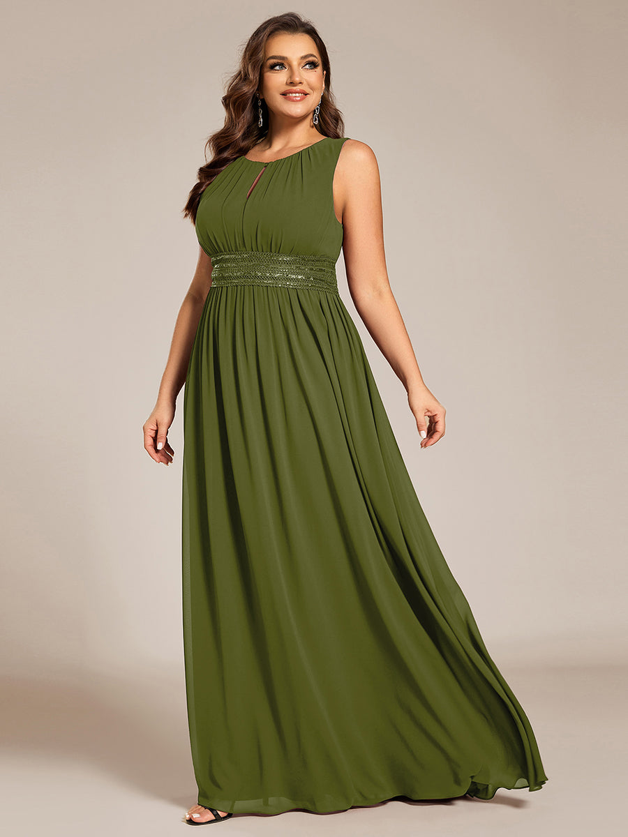 pretty KALIA|Plus Size Hollow Out Sleeveless Empire Waist Chiffon Bridesmaid Dress