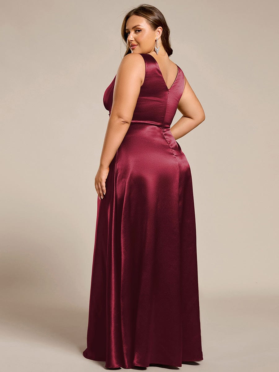pretty INDY|Plus Size Satin Maxi Formal Dress with Pockets