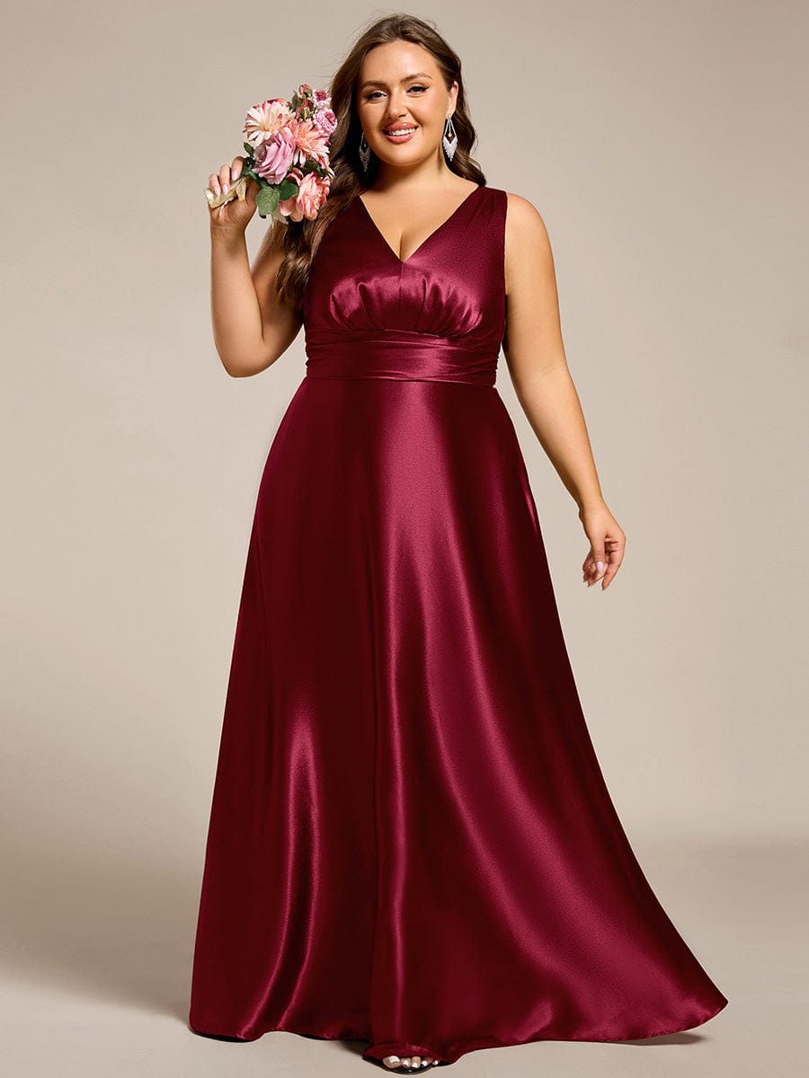 pretty INDY|Plus Size Satin Maxi Formal Dress with Pockets