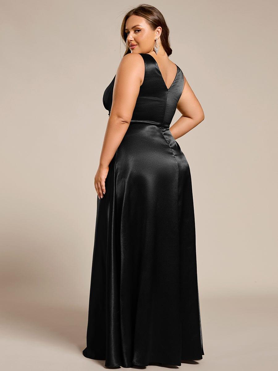 pretty INDY|Plus Size Satin Maxi Formal Dress with Pockets
