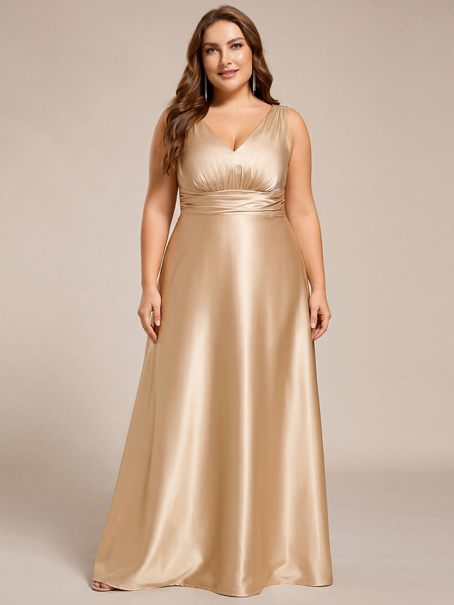 pretty INDY|Plus Size Satin Maxi Formal Dress with Pockets