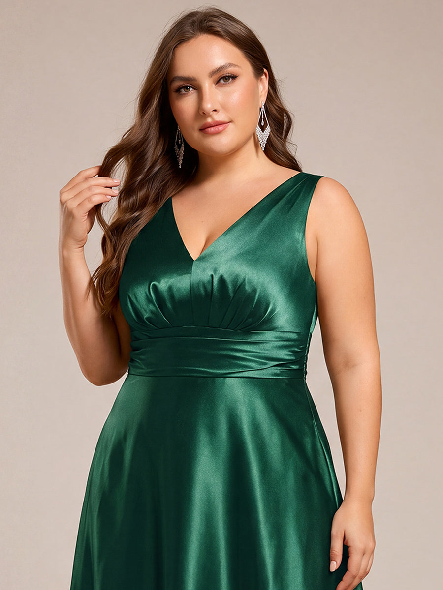 pretty INDY|Plus Size Satin Maxi Formal Dress with Pockets