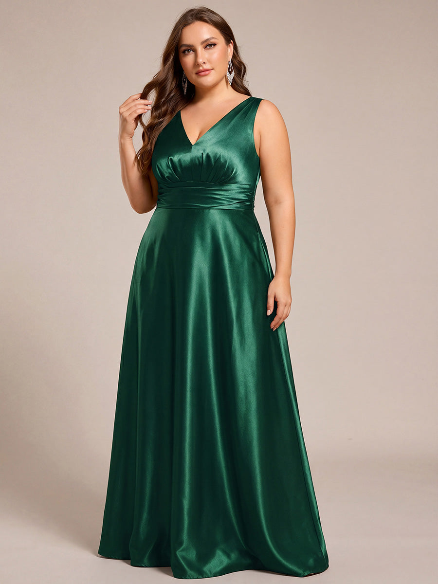 pretty INDY|Plus Size Satin Maxi Formal Dress with Pockets