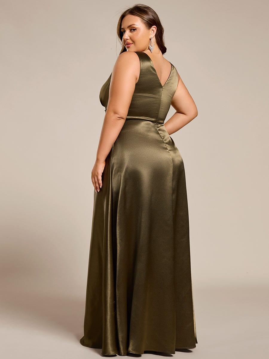 pretty INDY|Plus Size Satin Maxi Formal Dress with Pockets