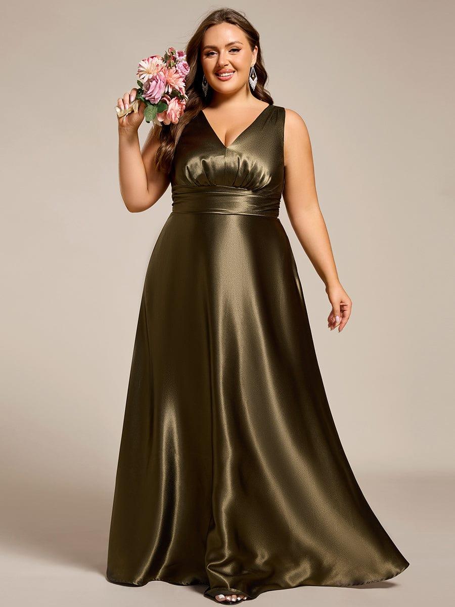 pretty INDY|Plus Size Satin Maxi Formal Dress with Pockets