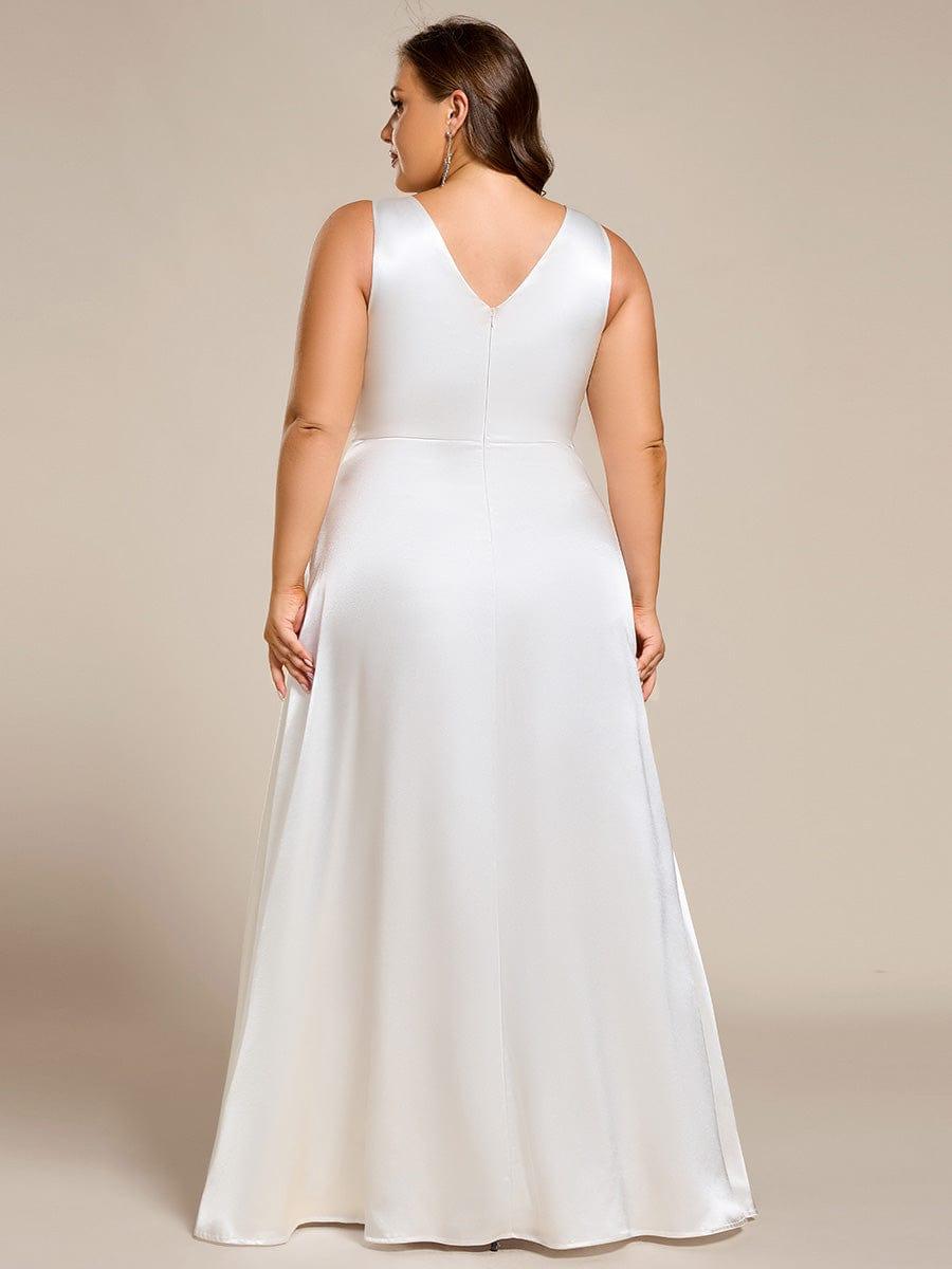 pretty INDY|Plus Size Satin Maxi Formal Dress with Pockets