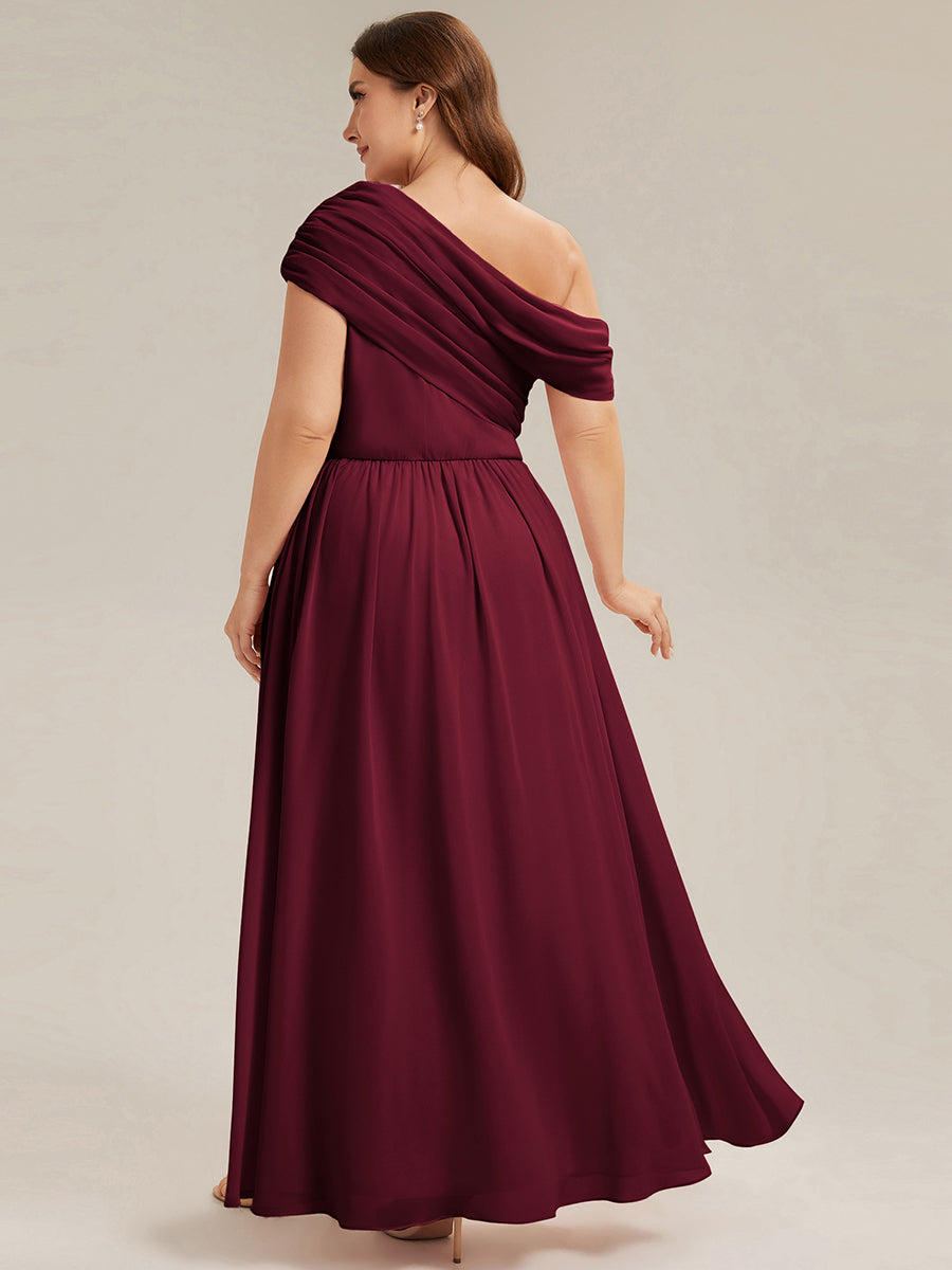 Plus Size Gathered Chiffon Bridesmaid Dress