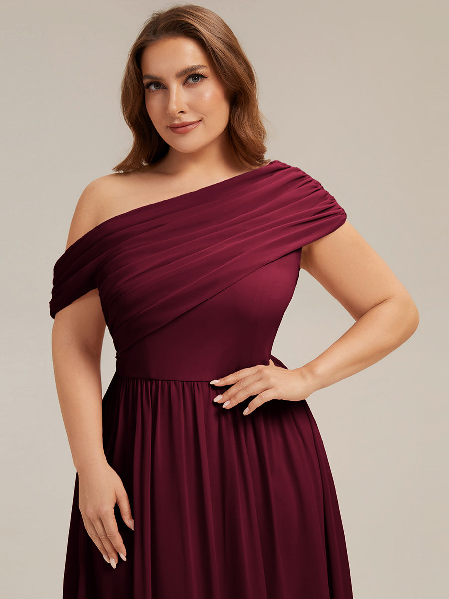 Plus Size Gathered Chiffon Bridesmaid Dress