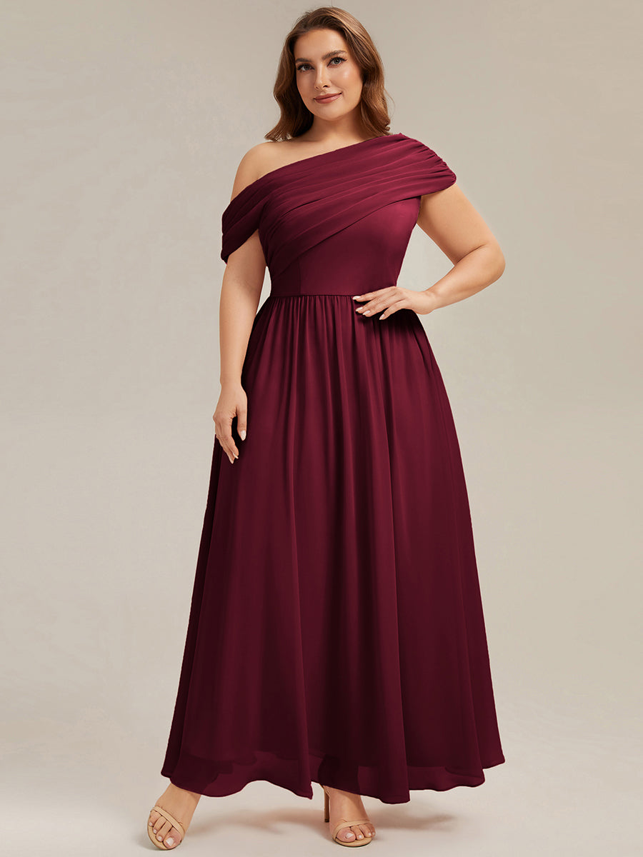Plus Size Gathered Chiffon Bridesmaid Dress