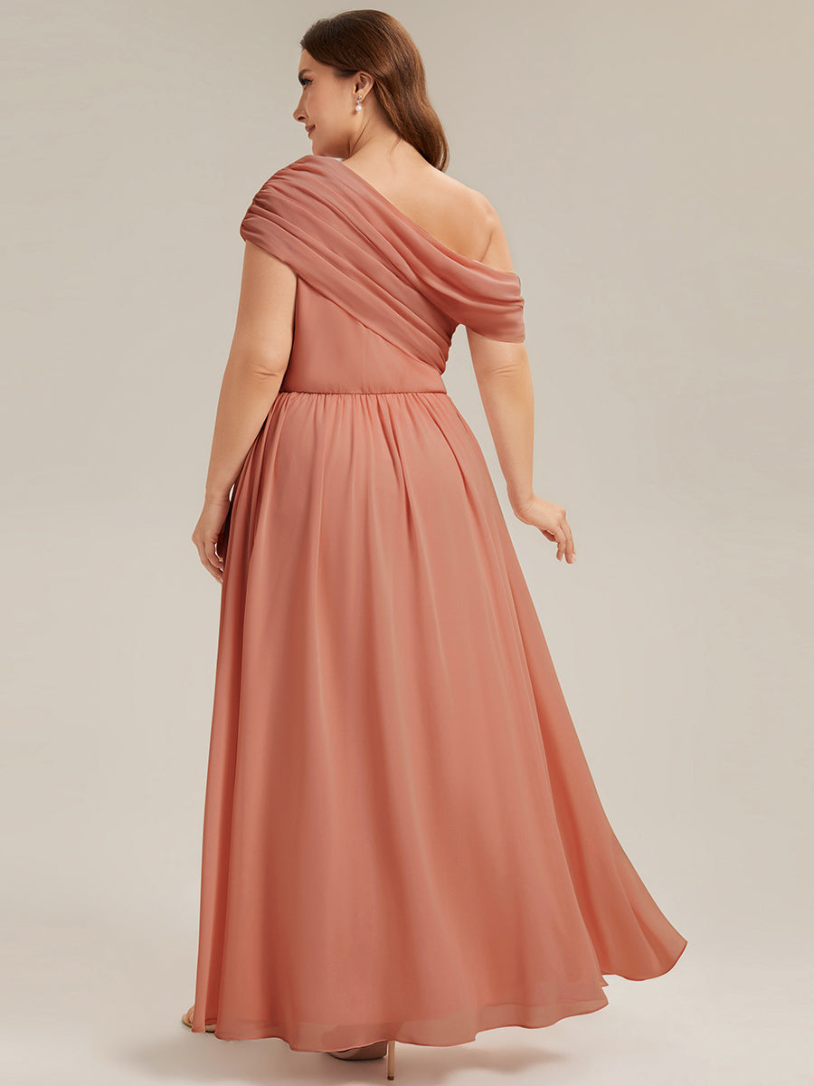 Plus Size Gathered Chiffon Bridesmaid Dress