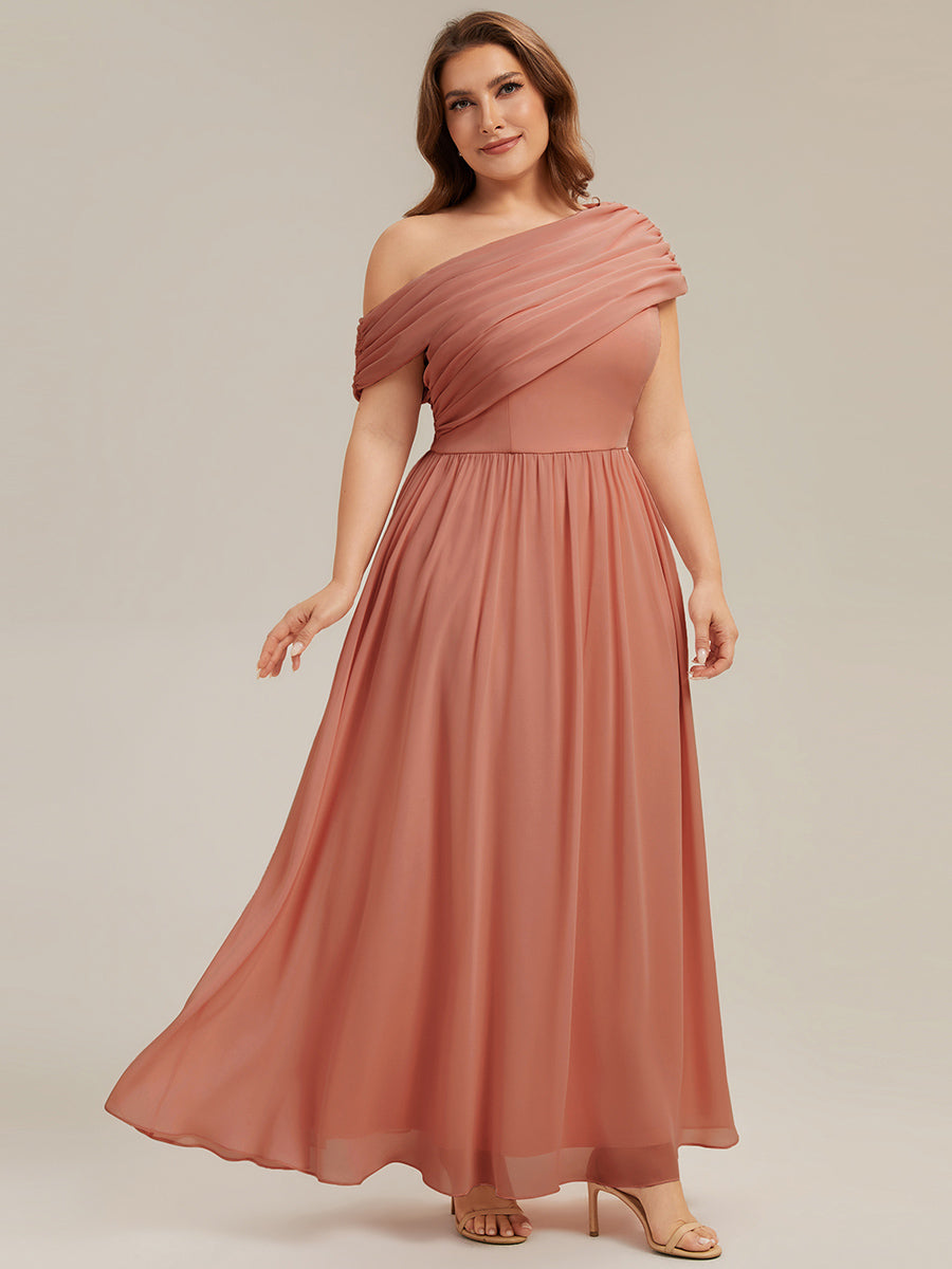 Plus Size Gathered Chiffon Bridesmaid Dress