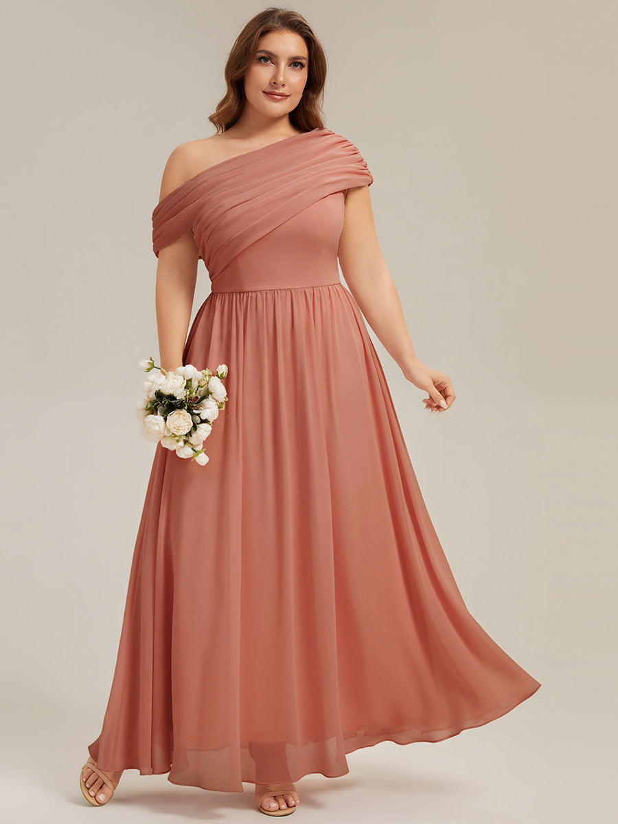 Plus Size Gathered Chiffon Bridesmaid Dress