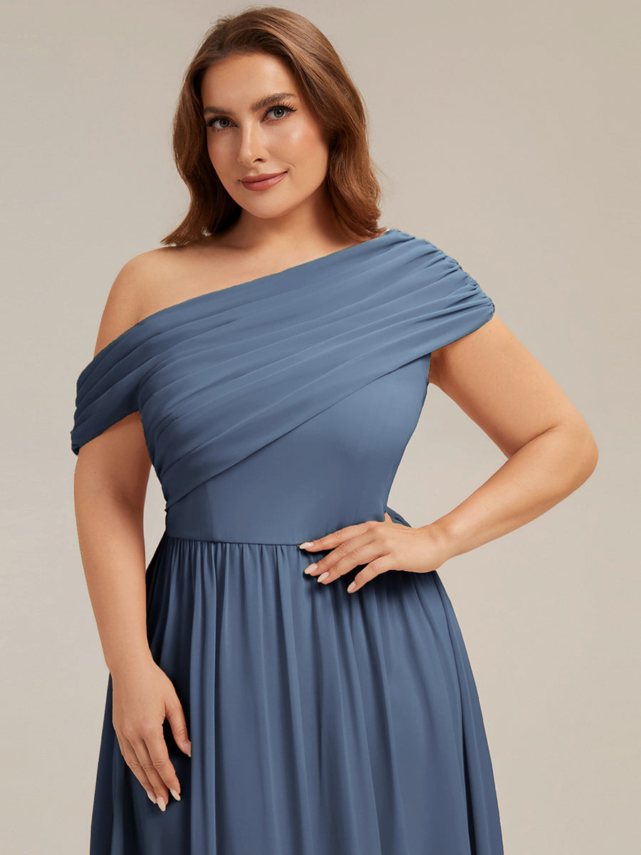Plus Size Gathered Chiffon Bridesmaid Dress