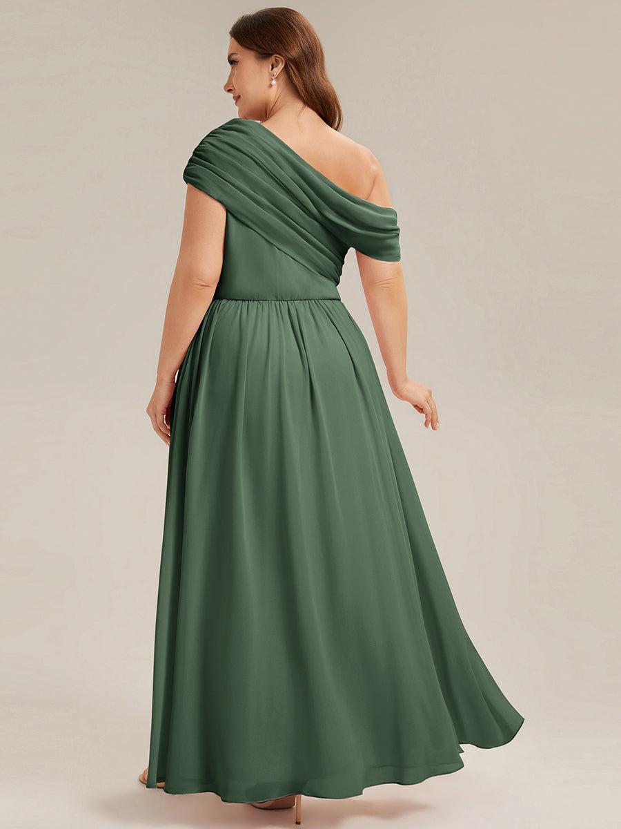 Plus Size Gathered Chiffon Bridesmaid Dress
