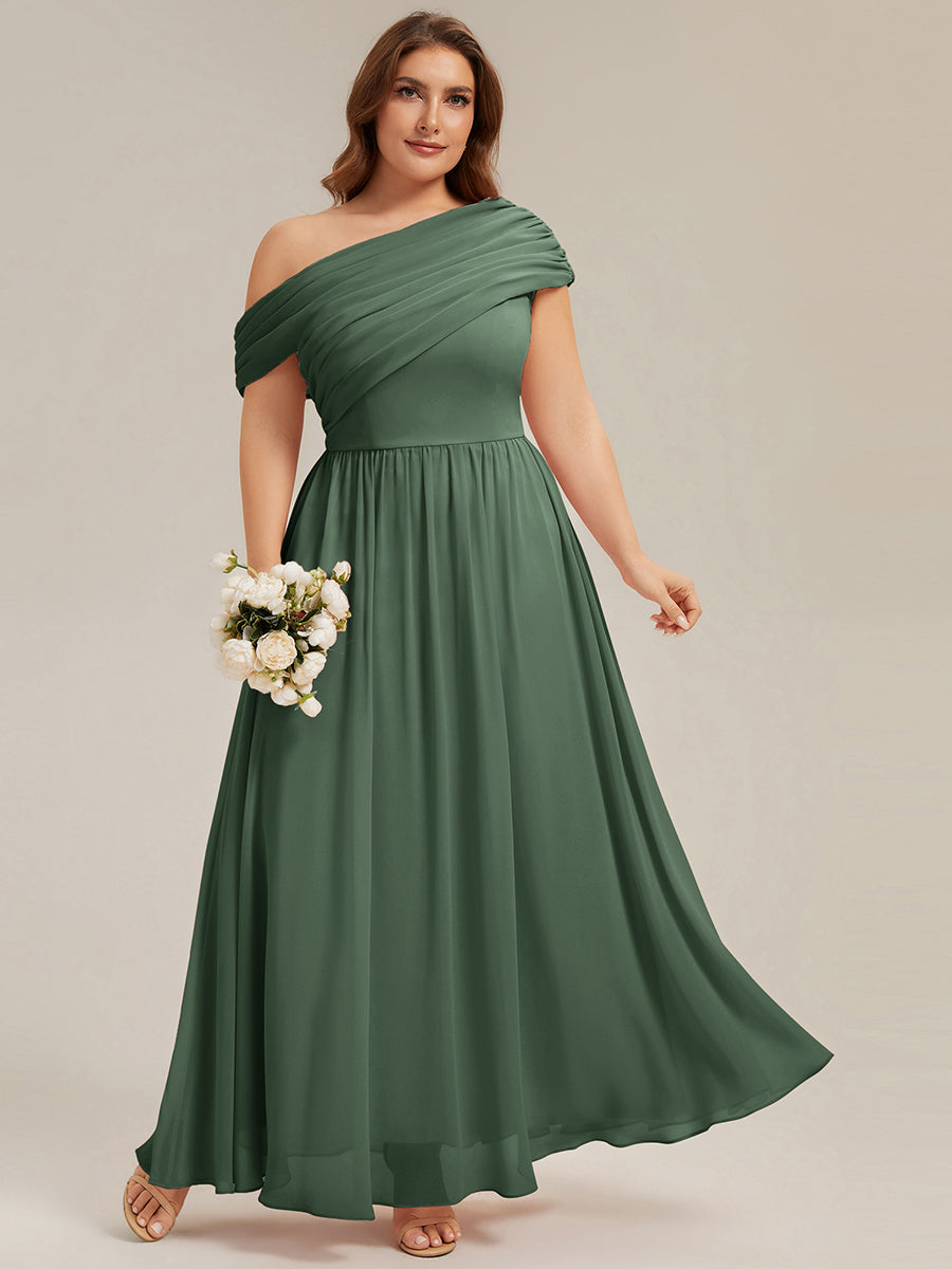 Plus Size Gathered Chiffon Bridesmaid Dress