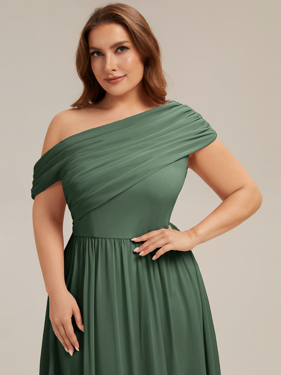 Plus Size Gathered Chiffon Bridesmaid Dress
