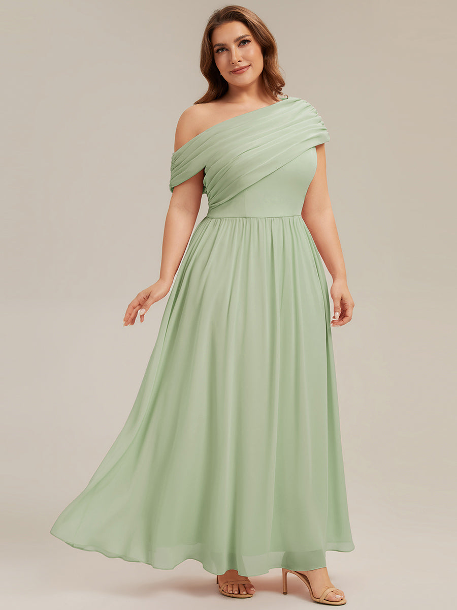 Plus Size Gathered Chiffon Bridesmaid Dress