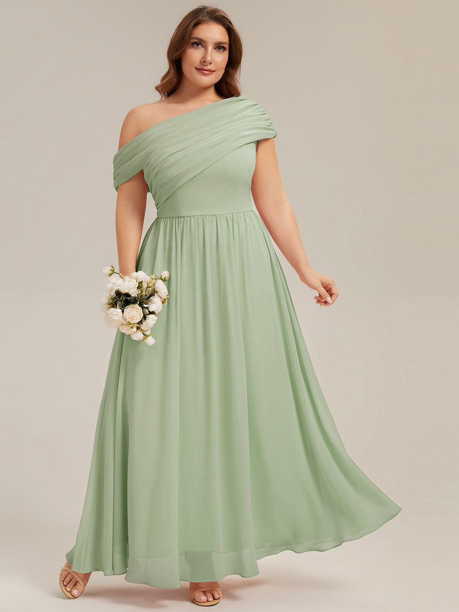 Plus Size Gathered Chiffon Bridesmaid Dress