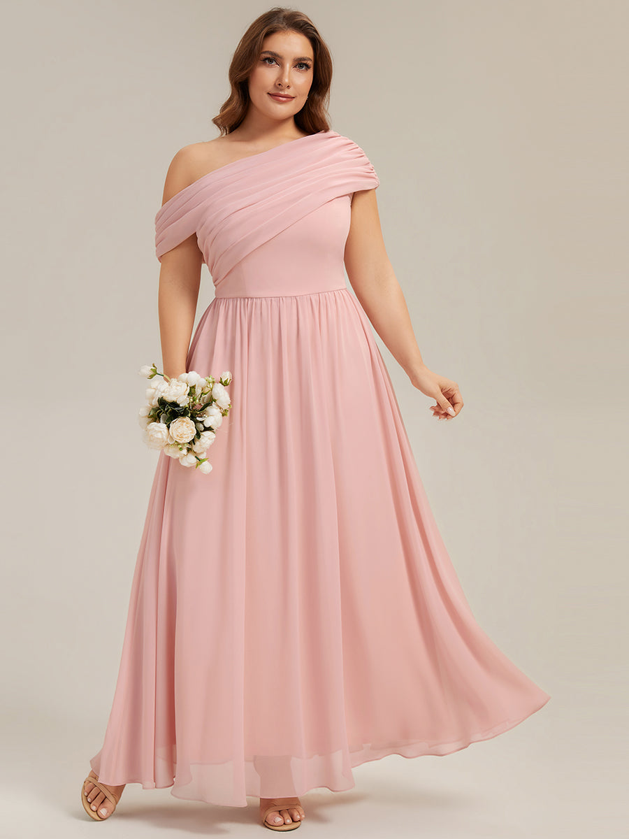 Plus Size Gathered Chiffon Bridesmaid Dress