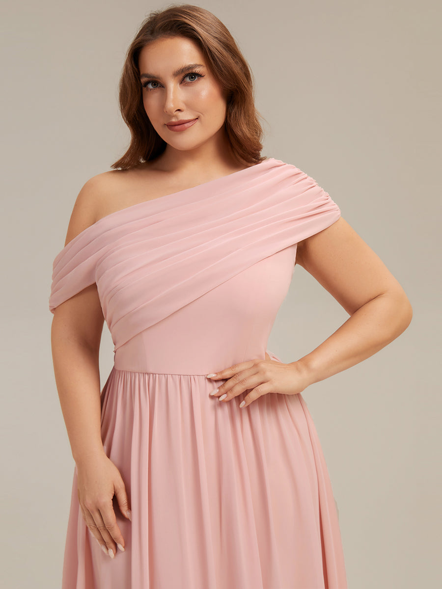 Plus Size Gathered Chiffon Bridesmaid Dress