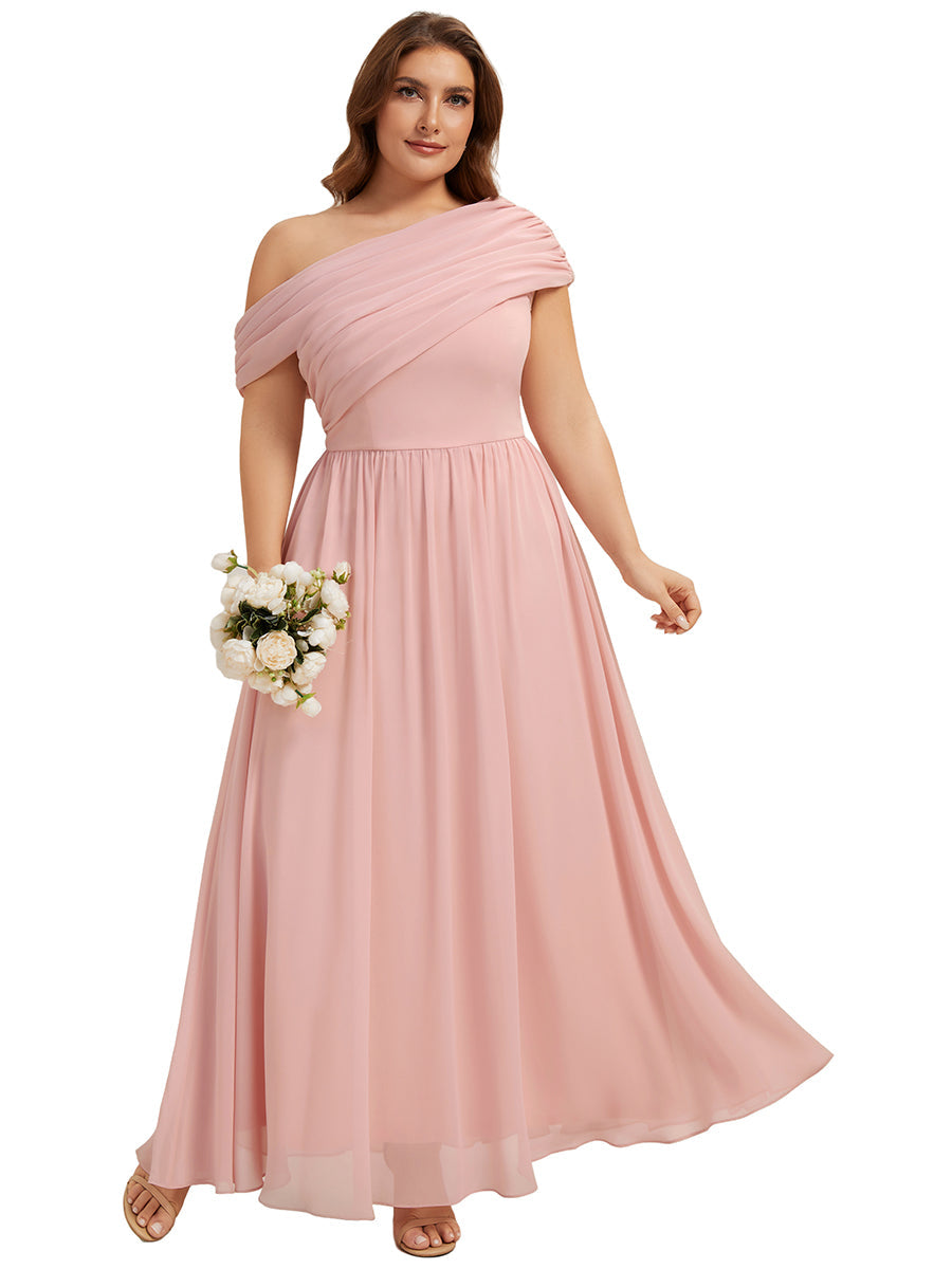 Plus Size Gathered Chiffon Bridesmaid Dress