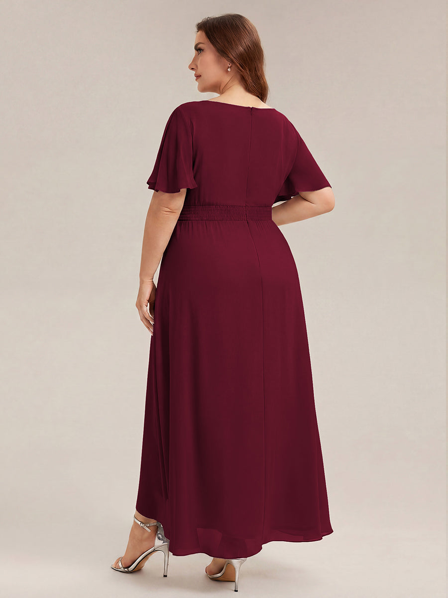 pretty SAGE|Plus Size High-Low Chiffon Wedding Guest Dress