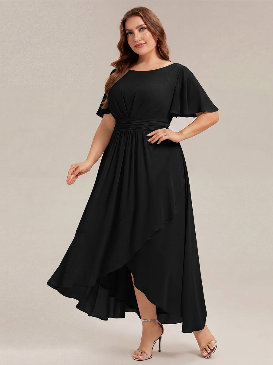 pretty SAGE|Plus Size High-Low Chiffon Wedding Guest Dress