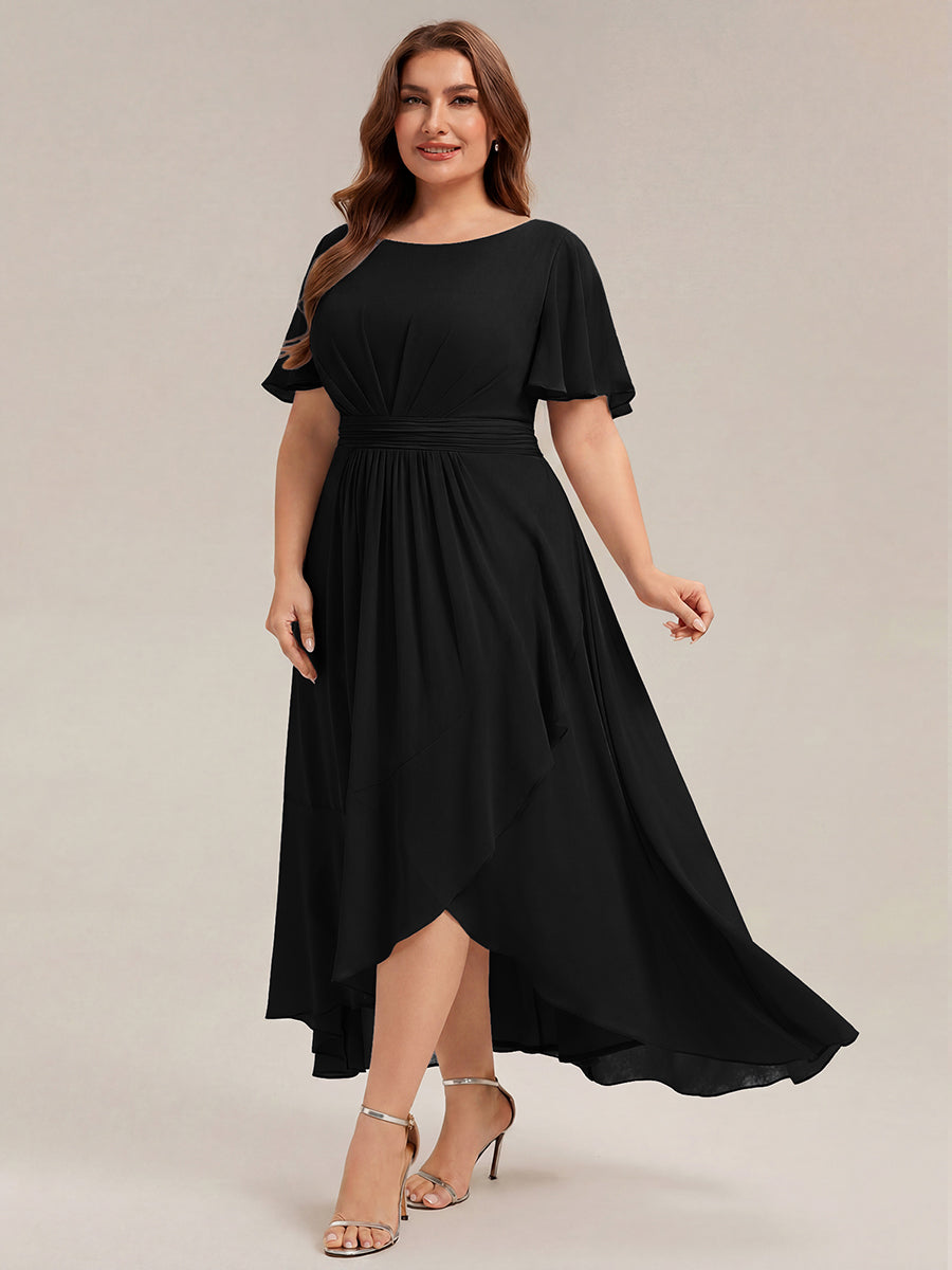 pretty SAGE|Plus Size High-Low Chiffon Wedding Guest Dress