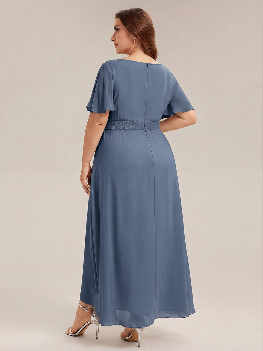 pretty SAGE|Plus Size Ruched Chiffon Bridesmaid Dress