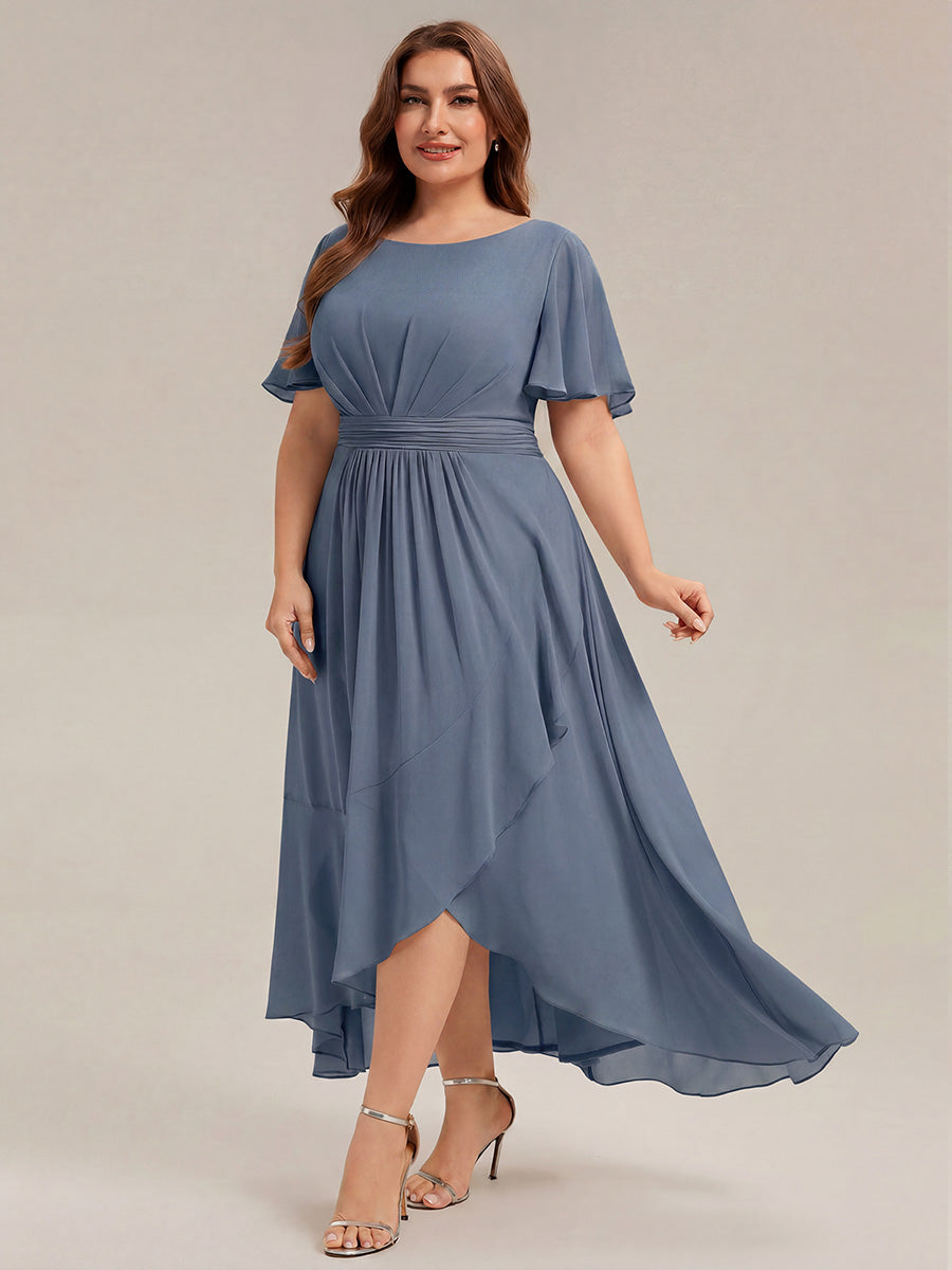 pretty SAGE|Plus Size High-Low Chiffon Wedding Guest Dress