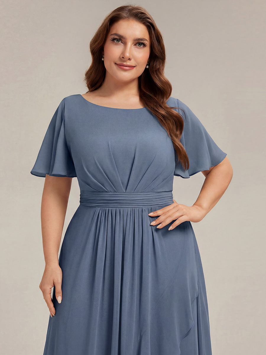 pretty SAGE|Plus Size High-Low Chiffon Wedding Guest Dress