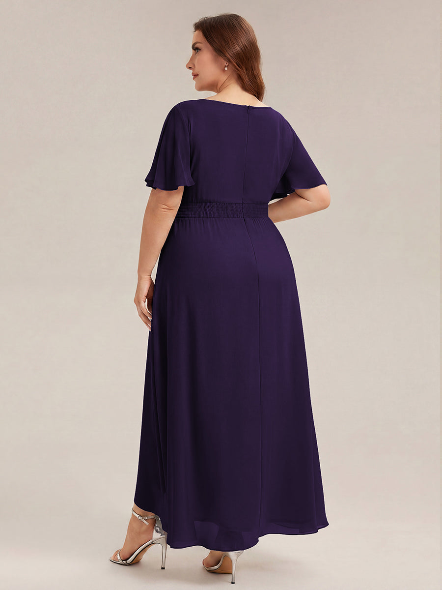 pretty SAGE|Plus Size High-Low Chiffon Wedding Guest Dress
