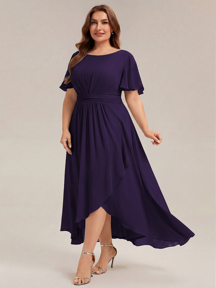 pretty SAGE|Plus Size High-Low Chiffon Wedding Guest Dress