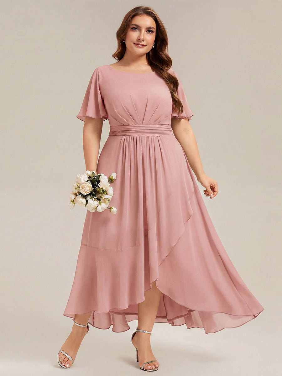 pretty SAGE|Plus Size High-Low Chiffon Wedding Guest Dress
