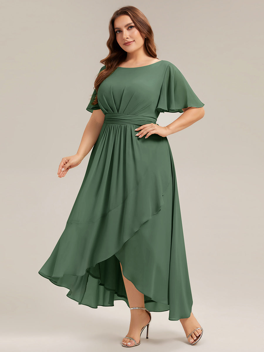 pretty SAGE|Plus Size Ruched Chiffon Bridesmaid Dress